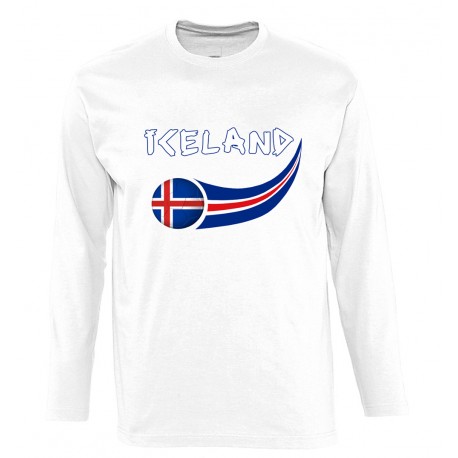 Picture of Supportershop ICLSWH-S Iceland Long Sleeve T-Shirt for Men - White, Small