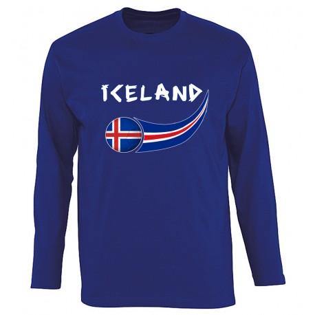 Picture of Supportershop ICLSBL-S Iceland Long Sleeve T-Shirt for Men - Blue, Small