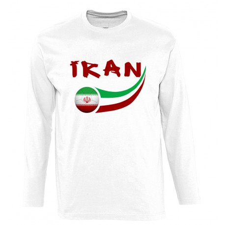 Picture of Supportershop IRLSWH-S Iran Long Sleeve T-Shirt for Men - White, Small