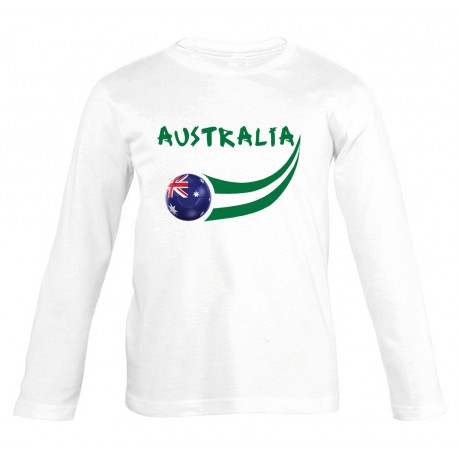 Picture of Supportershop AUSTSLSWH-4 Australia Soccer Long Sleeve T-Shirt for Junior - White, 4 Years