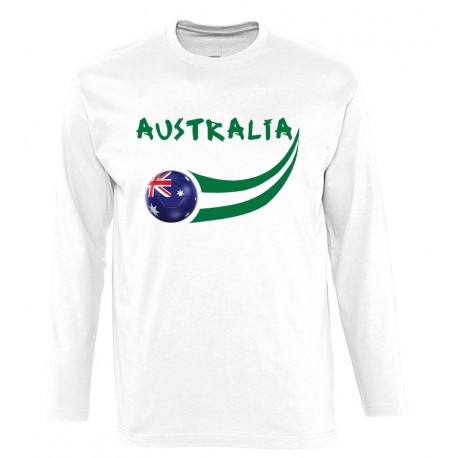 Picture of Supportershop AUSLSWH-M Australia Soccer Long Sleeve T-Shirt for Men - White, Medium