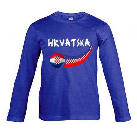 Picture of Supportershop CROTSLSBL-4 Croatia Soccer Long Sleeve T-Shirt for Junior - Blue, 4 Years