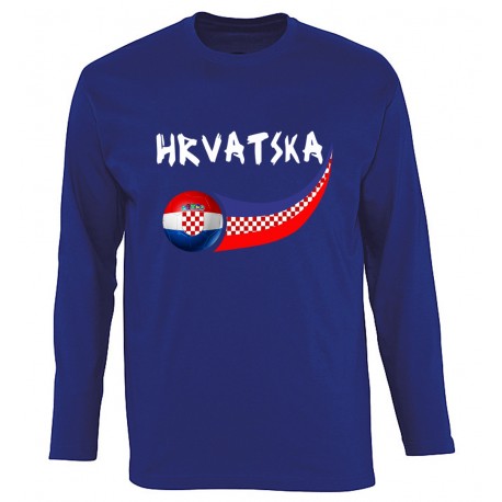 Picture of Supportershop CROLSBL-M Croatia Soccer Long Sleeve T-Shirt for Men - Blue, Medium