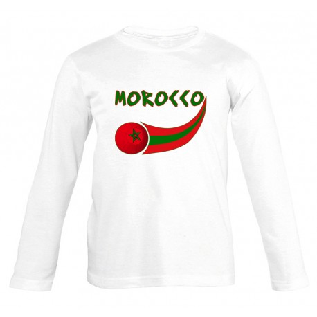 MORTSLSWH-4 Morocco Soccer Long Sleeve T-Shirt for Junior - White, 4 Years -  Supportershop