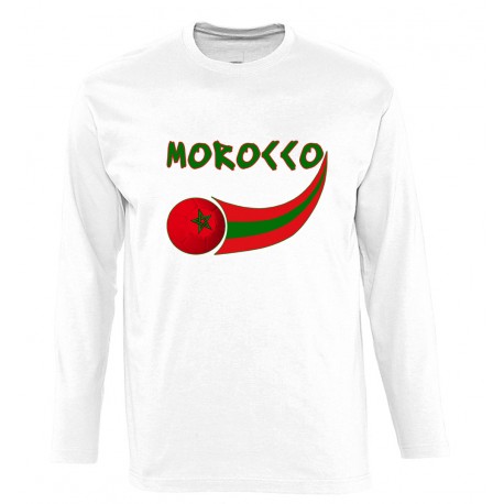 MORLSWH-XL Morocco Soccer Long Sleeve T-Shirt for Men - White, Extra Large -  Supportershop