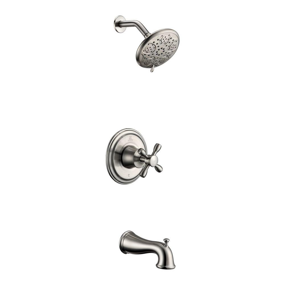 Picture of Anzzi SH-AZ034 Mesto Series Single Handle Wall Mounted Showerhead & Bath Faucet Set in Brushed Nickel
