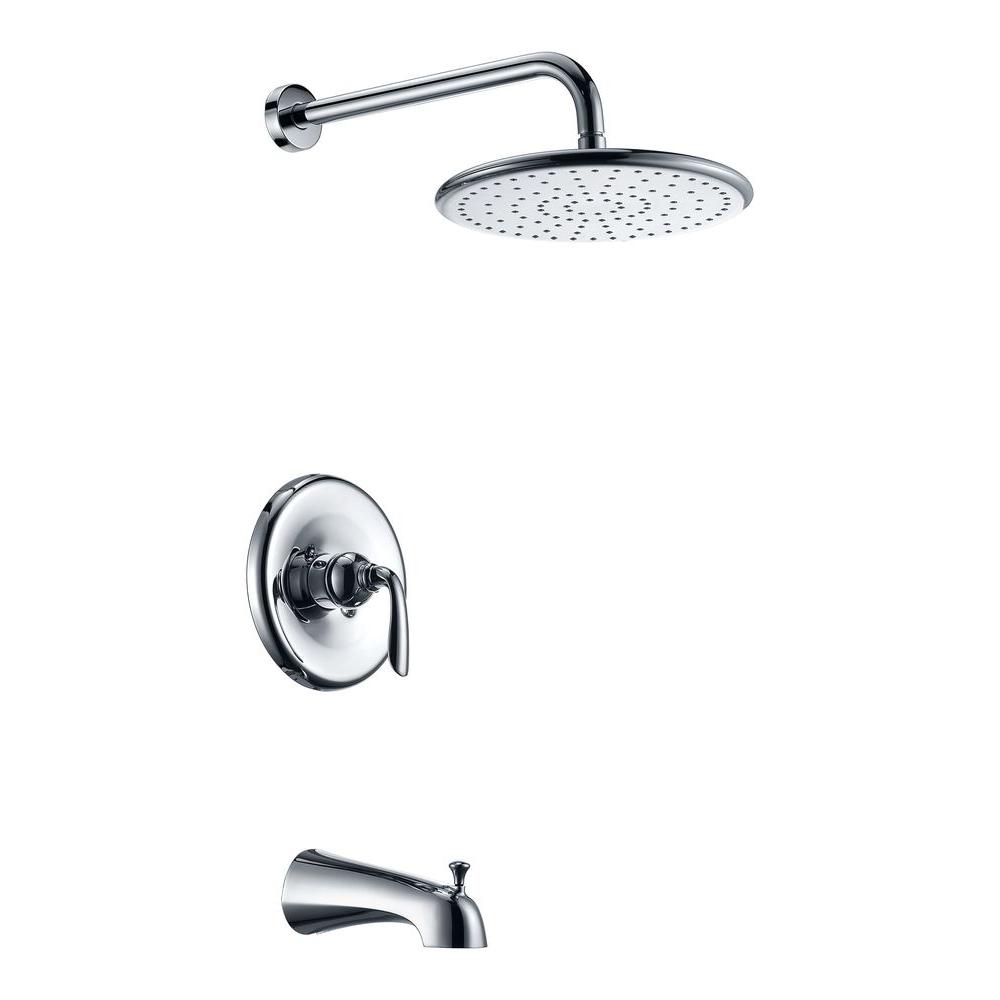 Picture of Anzzi SH-AZ032 Meno Series Single Handle Wall Mounted Showerhead & Bath Faucet in Polished Chrome