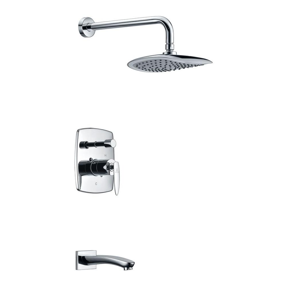 Picture of Anzzi L-AZ026 Tempo Series Single Handle Wall Mounted Showerhead & Bath Faucet Set in Polished Chrome