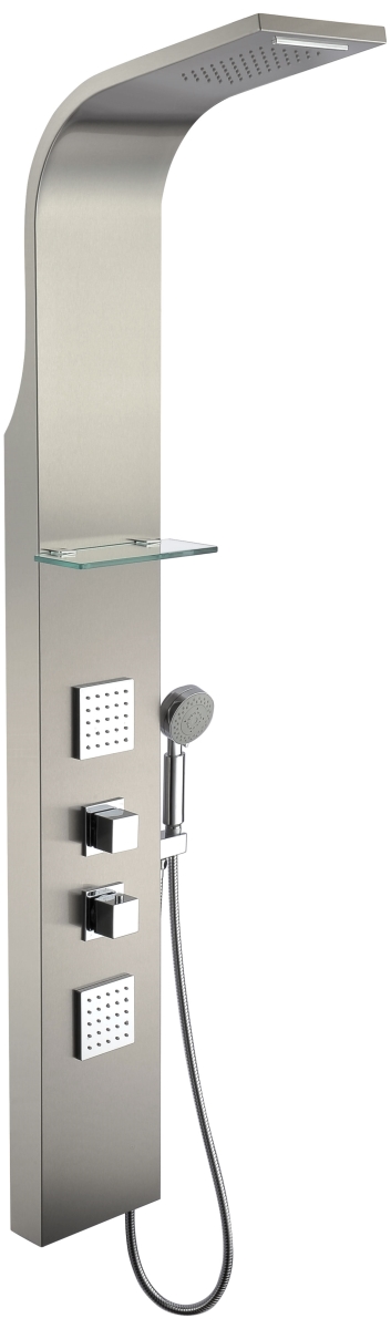 Picture of Anzzi SP-AZ023 64 x 8.8 x 18 in. Niagara 2-Jetted Shower Panel with Heavy Rain Shower & Spray Wand&#44; Brushed Steel