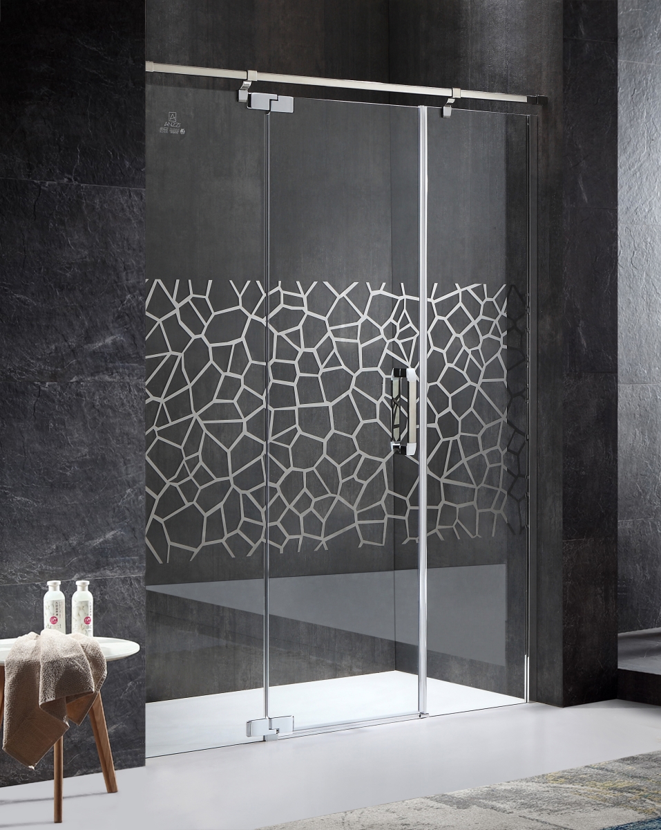 Picture of Anzzi SD-AZ30CH-L 78.74 x 63 x 1 in. Grove Series Left Side Semi-Frameless Hinged Shower Door, Polished Chrome with Handle