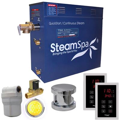 Picture of SteamSpa RYT450CH-A 4.5 kW Royal QuickStart Acu-Steam Bath Generator Pack with Built-in Auto Drain, Polished Chrome