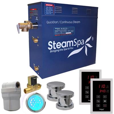 Picture of SteamSpa RYT1050CH-A 10.5 kW Royal QuickStart Acu-Steam Bath Generator Pack with Built-in Auto Drain, Polished Chrome