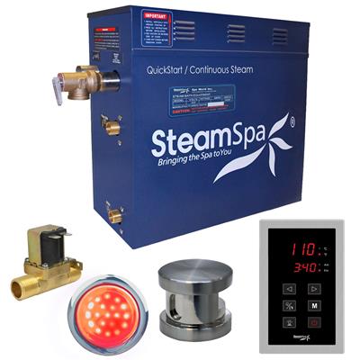 Picture of SteamSpa INT450BN-A 4.5 kW Indulgence QuickStart Acu-Steam Bath Generator Pack with Built-in Auto Drain, Brushed Nickel