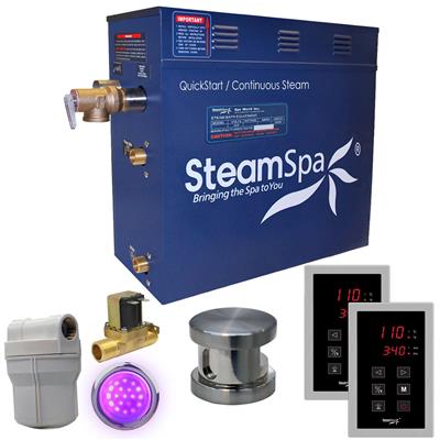 Picture of SteamSpa RYT450BN-A 4.5 kW Royal QuickStart Acu-Steam Bath Generator Pack with Built-in Auto Drain, Brushed Nickel