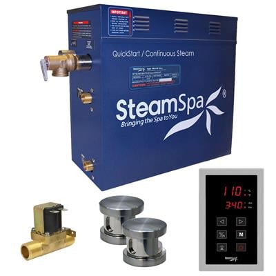 Picture of SteamSpa OAT1200BN-A 12 kW Oasis QuickStart Acu-Steam Bath Generator Pack with Built-in Auto Drain, Brushed Nickel