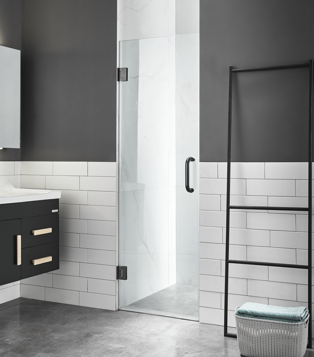 Picture of Anzzi SD-AZ09-01MB 24 x 72 in. Fellow Series Frameless Hinged Shower Door with Handle&#44; Matte Black