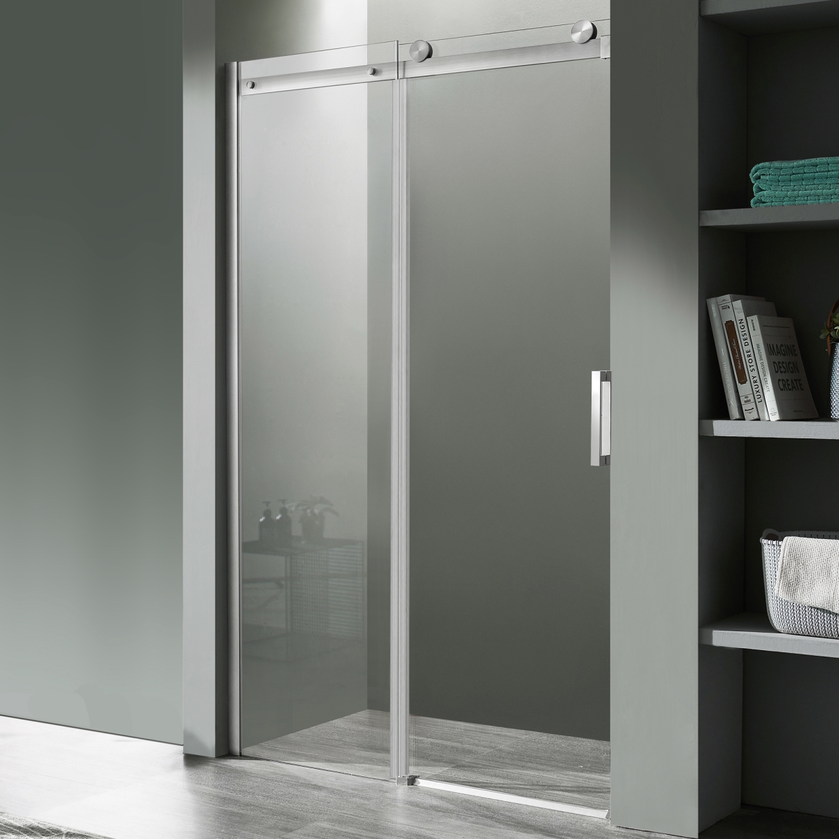 Picture of Anzzi SD-FRLS05701BN 48 x 76 in. Rhodes Series Frameless Sliding Shower Door with Handle&#44; Brushed Nickel