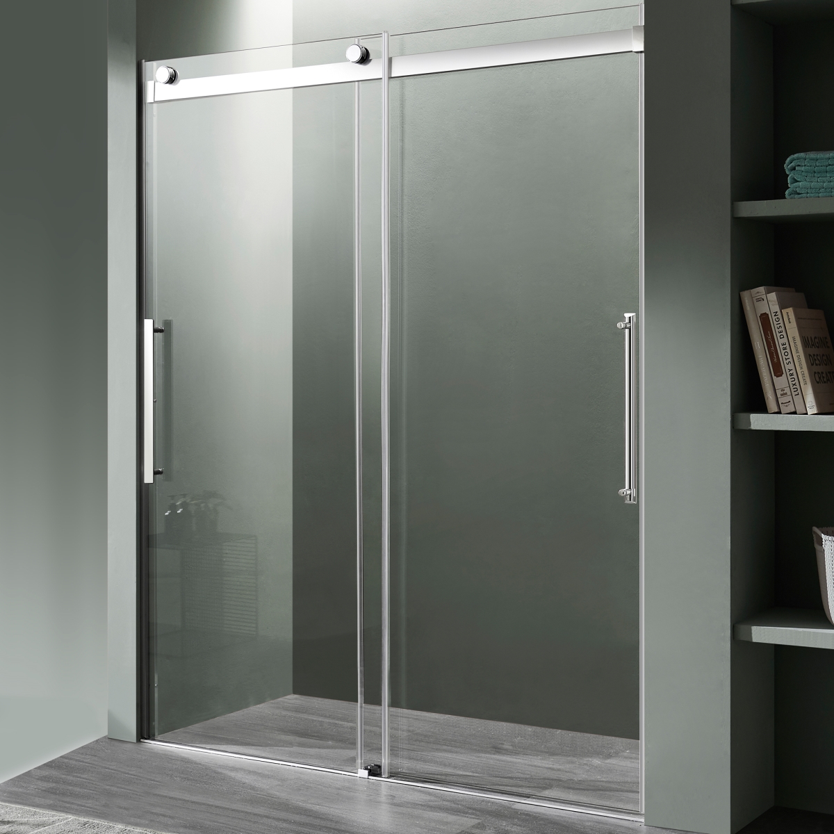 Picture of Anzzi SD-FRLS05902CH 60 x 76 in. Stellar Series Frameless Sliding Shower Door with Handle, Chrome