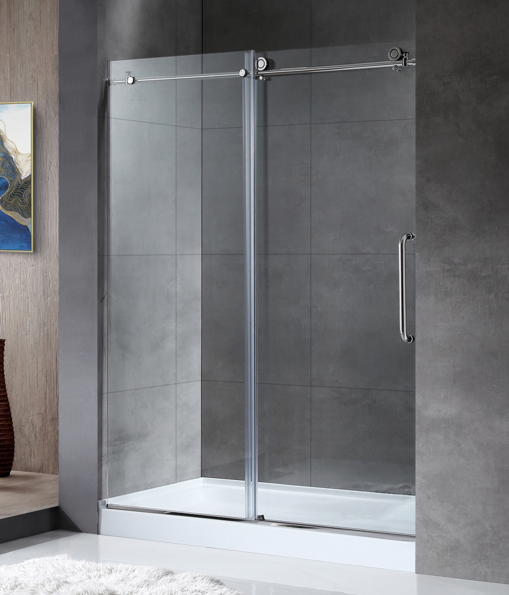Picture of Anzzi SD-AZ8077-01CH 48 x 76 in. Leon Series Frameless Sliding Shower Door with Handle, Chrome