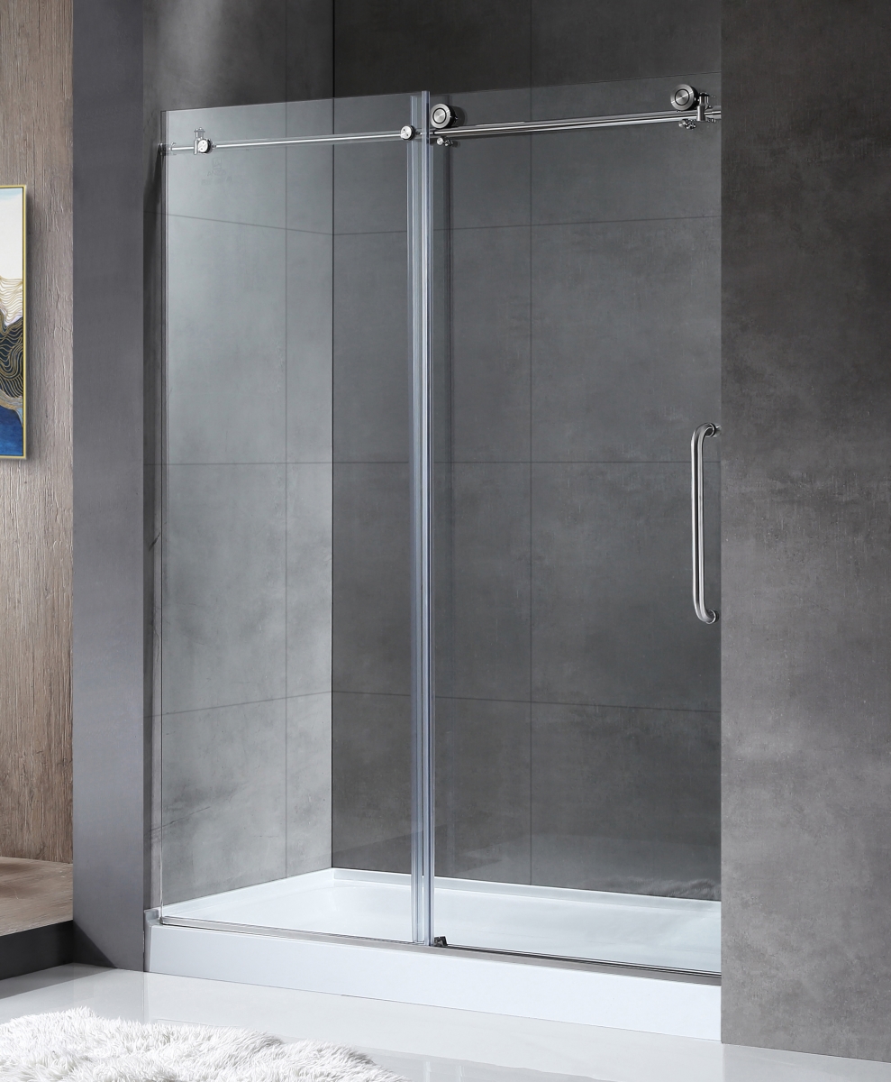 Picture of Anzzi SD-AZ8077-02BN 60 x 76 in. Leon Series Frameless Sliding Shower Door with Handle, Brushed Nickel
