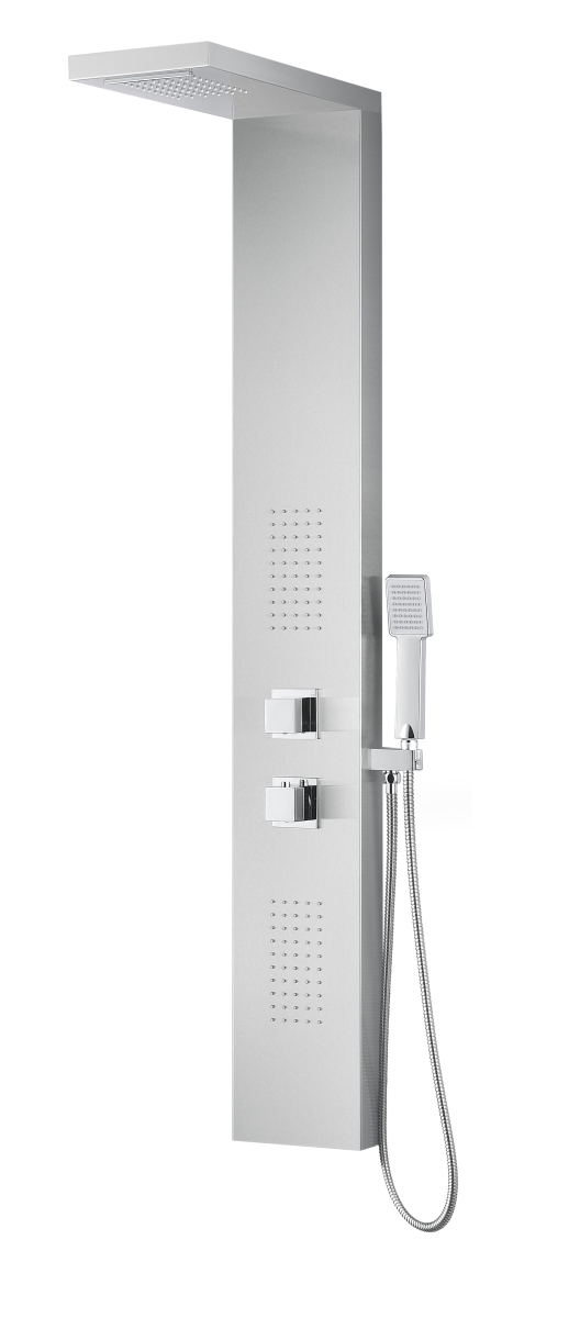 Picture of Anzzi SP-AZ8093 64 in. Govenor Series Full Body Shower Panel with Heavy Rain Shower & Spray Wand&#44; Brushed Steel