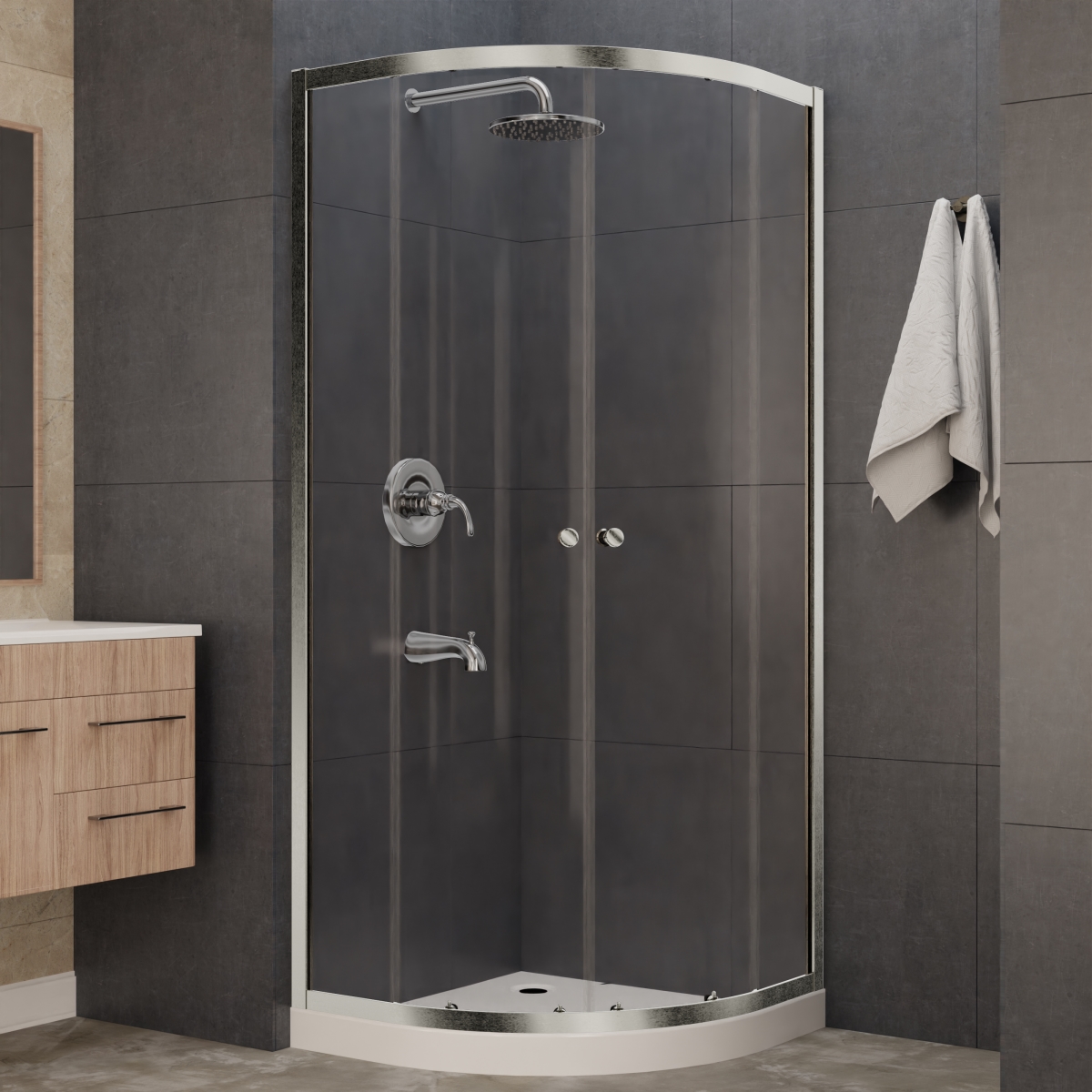 Picture of Anzzi SD-AZ050-01BN 35 x 76 in. Mare Series Framed Shower Enclosure with Tsunami Guard&#44; Brushed Nickel