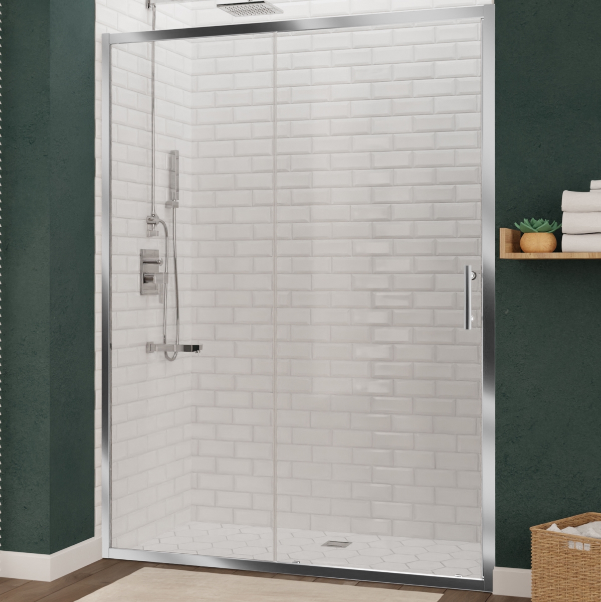 Picture of Anzzi SD-AZ052-02CH 60 x 72 in. Halberd Series Framed Shower Door with Tsunami Guard&#44; Polished Chrome