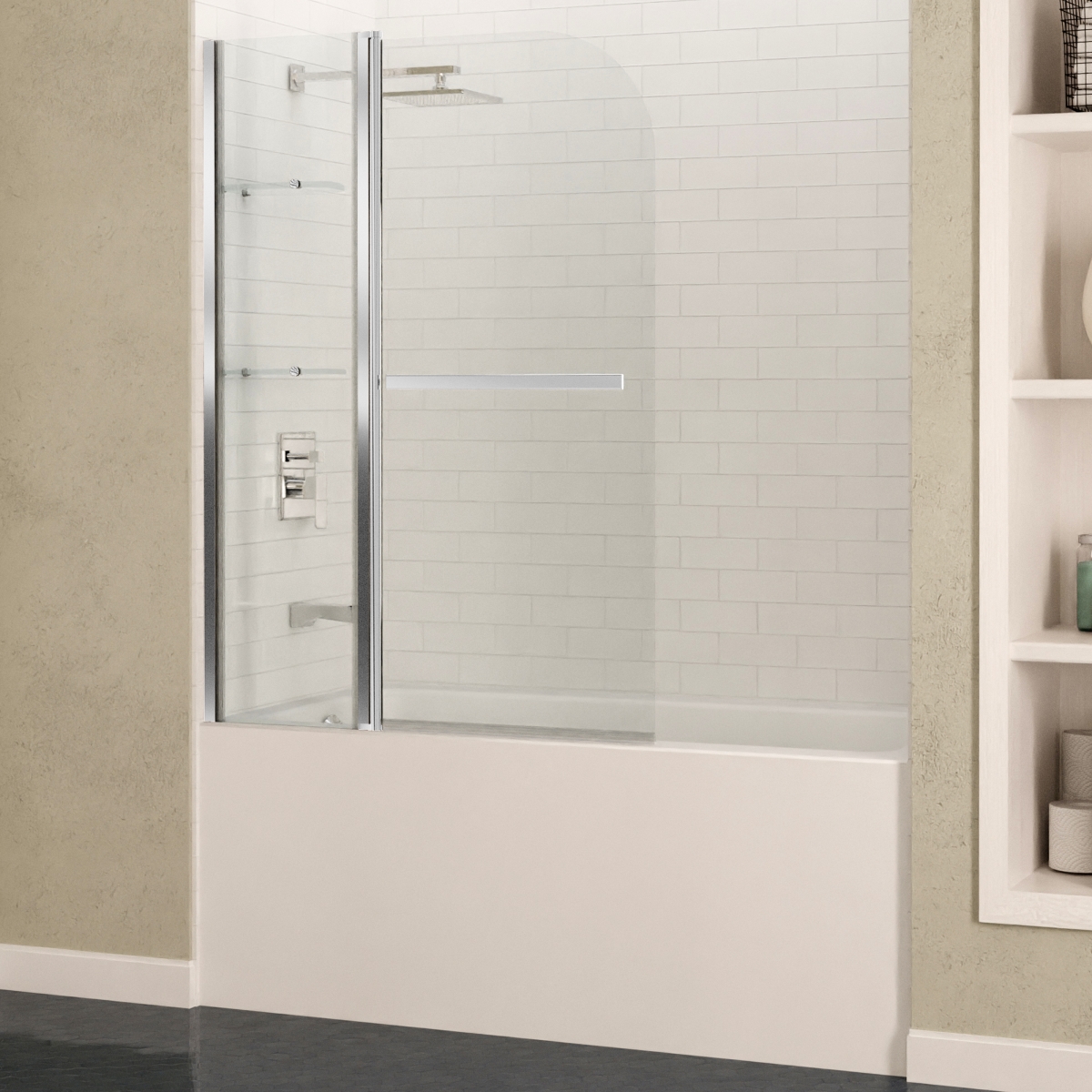 Picture of Anzzi SD-AZ054-01CH 48 x 58 in. Galleon Series Frameless Tub Door with Tsunami Guard, Polished Chrome
