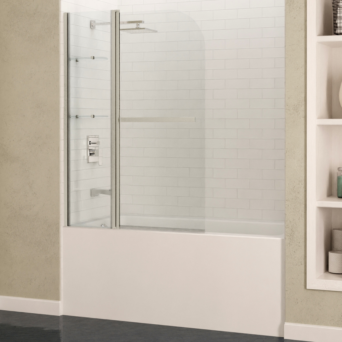 Picture of Anzzi SD-AZ054-01BN 48 x 58 in. Galleon Series Frameless Tub Door with Tsunami Guard&#44; Brushed Nickel