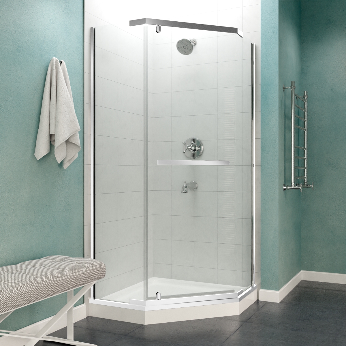 Picture of Anzzi SD-AZ056-01CH 49 x 72 in. Castle Series Semi-Frameless Shower Door with Tsunami Guard&#44; Polished Chrome