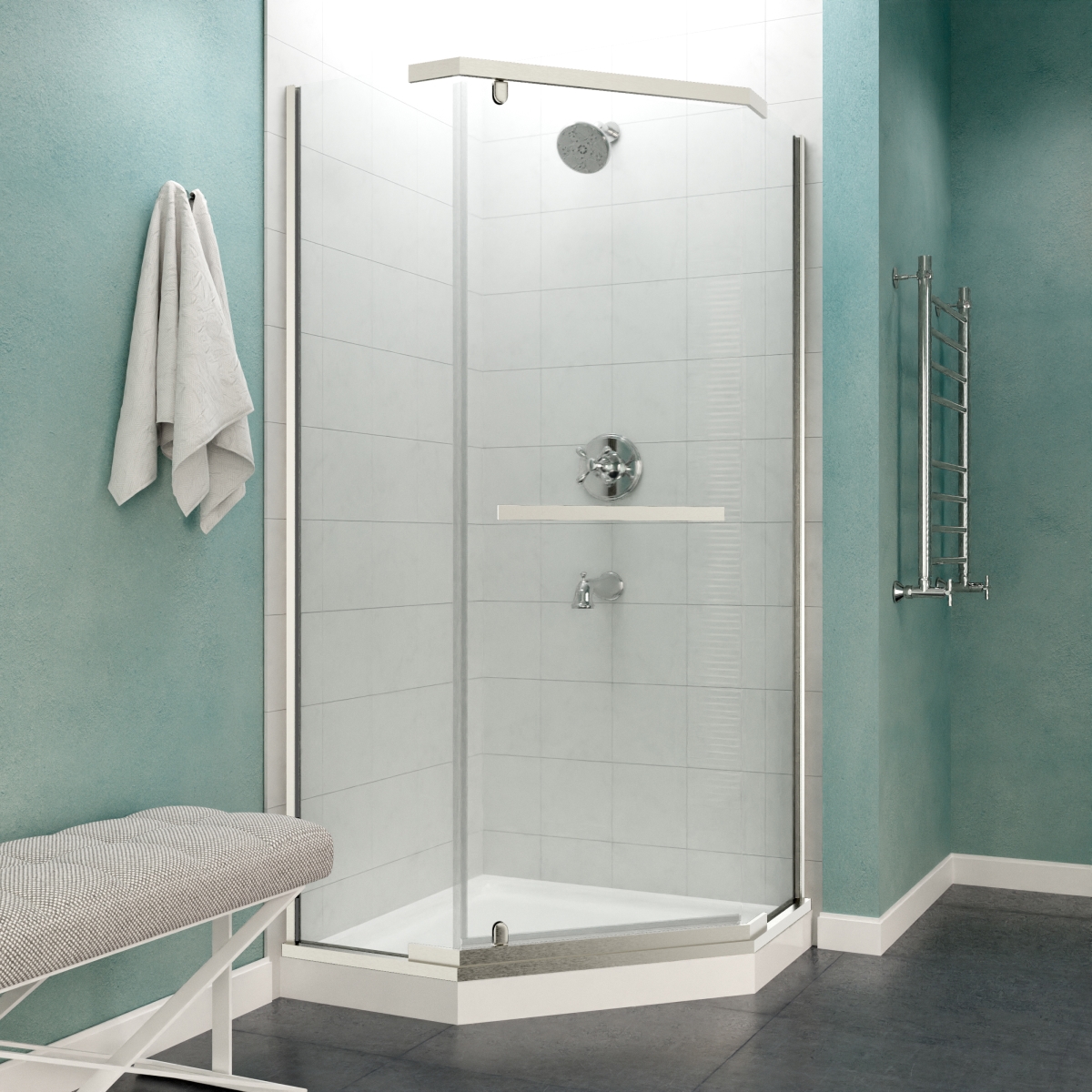 Picture of Anzzi SD-AZ056-01BN 49 x 72 in. Castle Series Semi-Frameless Shower Door with Tsunami Guard&#44; Brushed Nickel