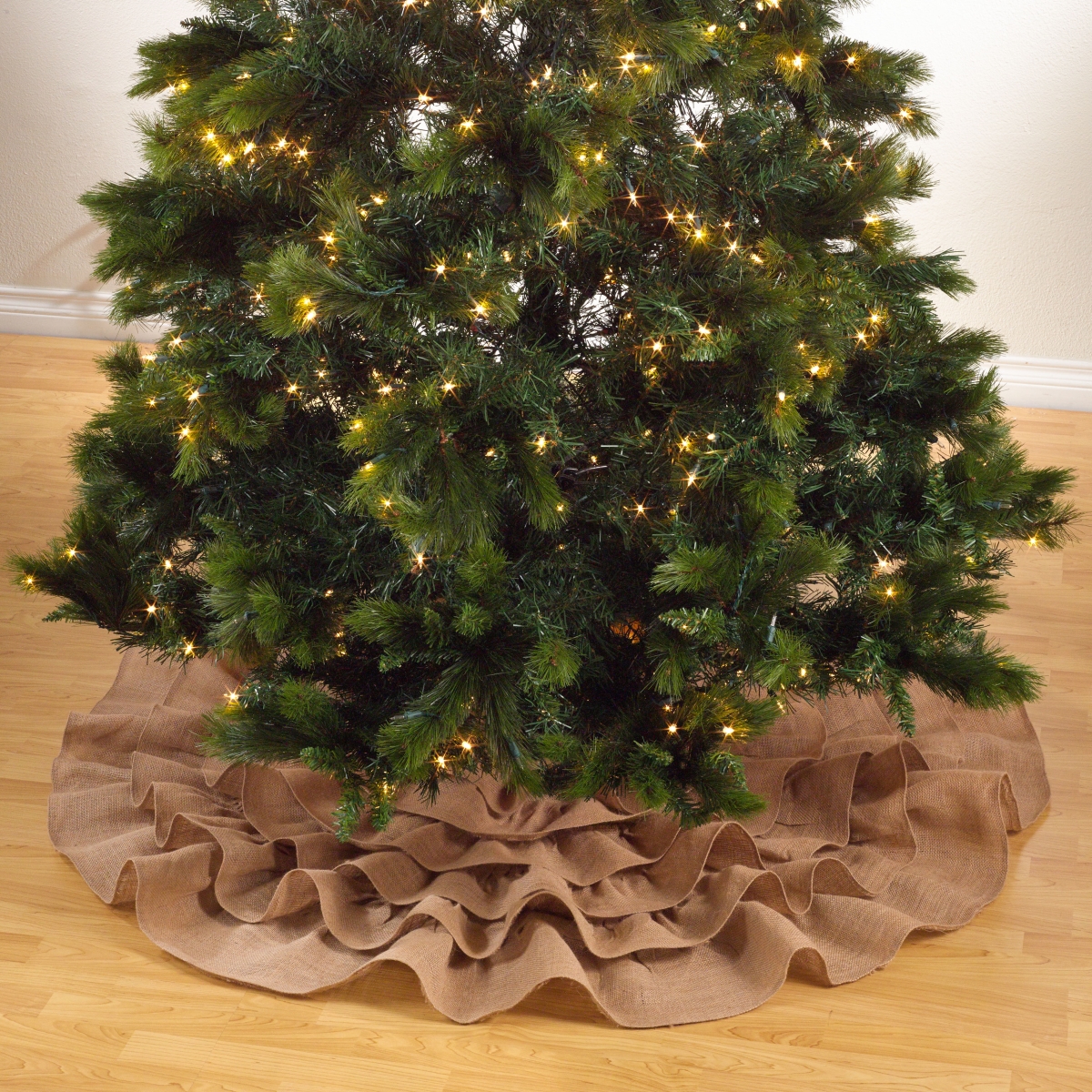 SARO  Ruffled Design Tree Skirt - Natural