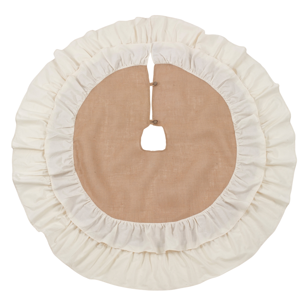 SARO  Classic Jute with Cotton Ruffled Edge Tree Skirt - Natural