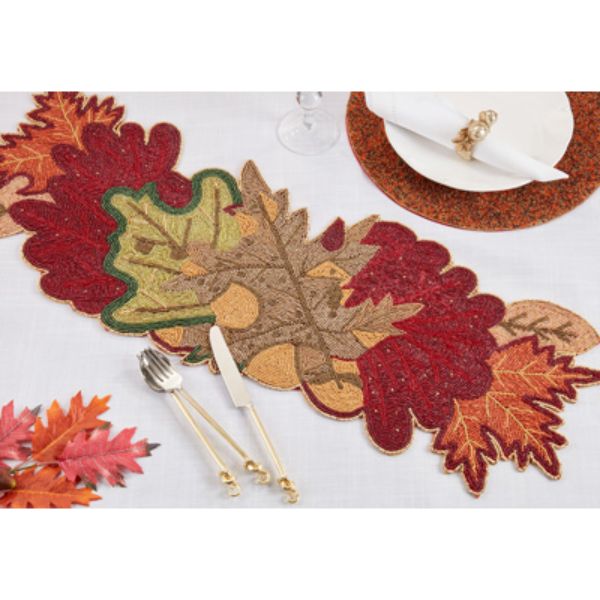 Picture of Saro Lifestyle 5211.M1336B 13 x 36 in. Beaded Fall Leaves Table Runner, Multi Color
