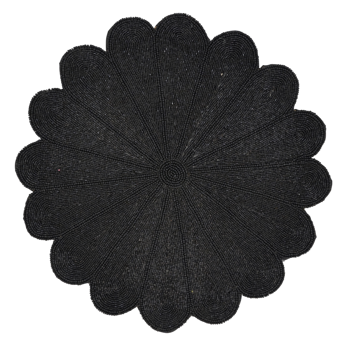 Picture of Saro Lifestyle 201.BK15R Flower Design Beaded Placemats, Black - Set of 4