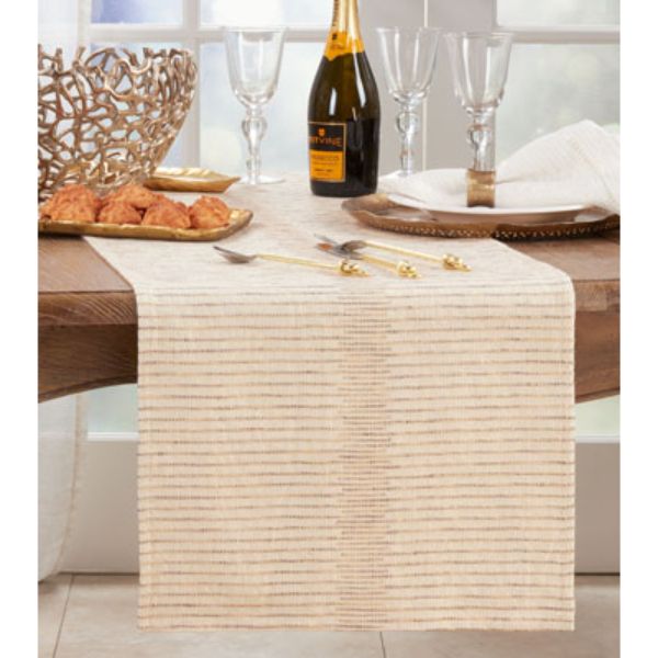 Picture of Saro Lifestyle 890.N1672B 16 x 72 in. Shimmering Striped Table Runner, Natural