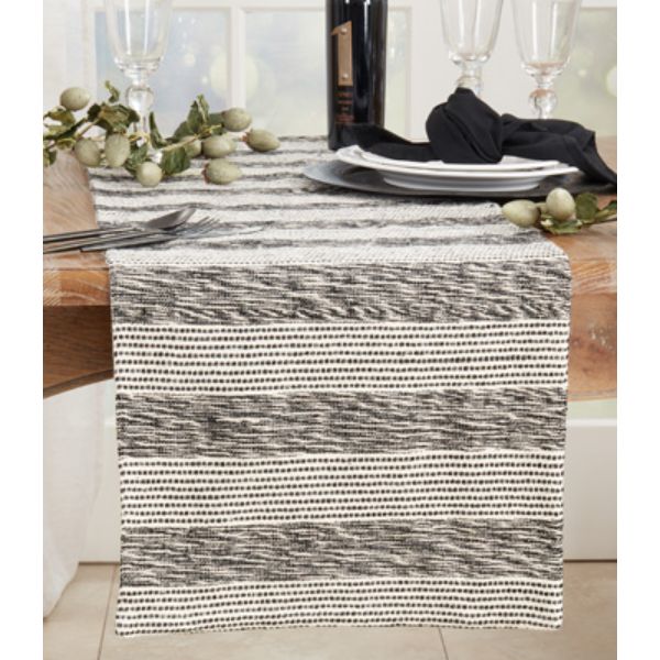 Picture of Saro Lifestyle 893.BW1672B 16 x 72 in. Striped Design Table Runner, Black & White