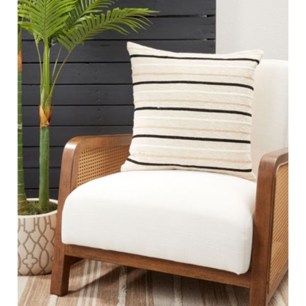 20 x 20 in. Striped Design Pillow Cover, Black & White