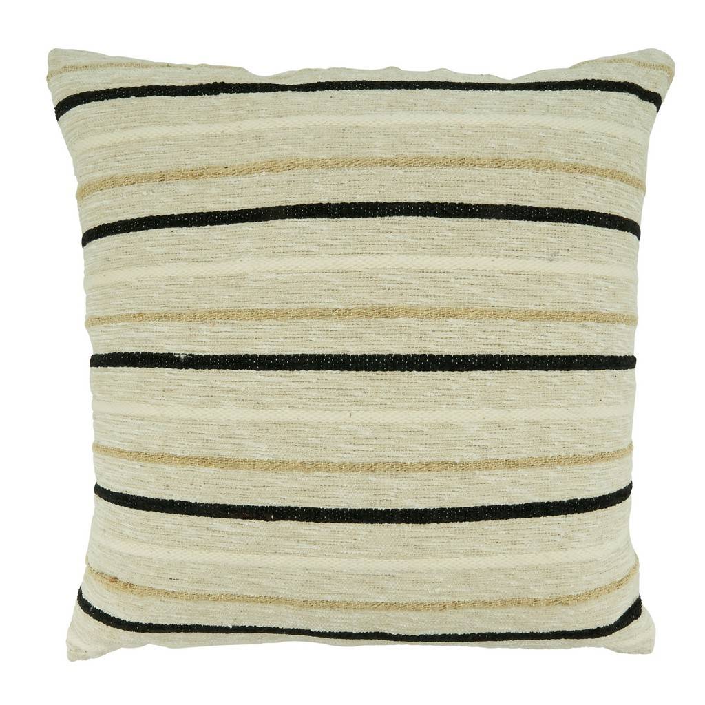 20 x 20 in. Striped Design Throw Pillow with Poly Filling, Black & White