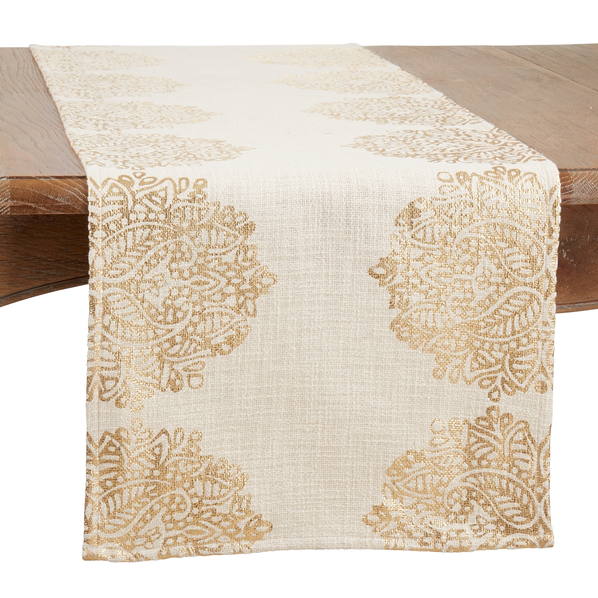 Picture of Saro Lifestyle 5200.GL1672B 72 x 0.25 x 16 in. Foil Print Medallion Table Runner, Gold
