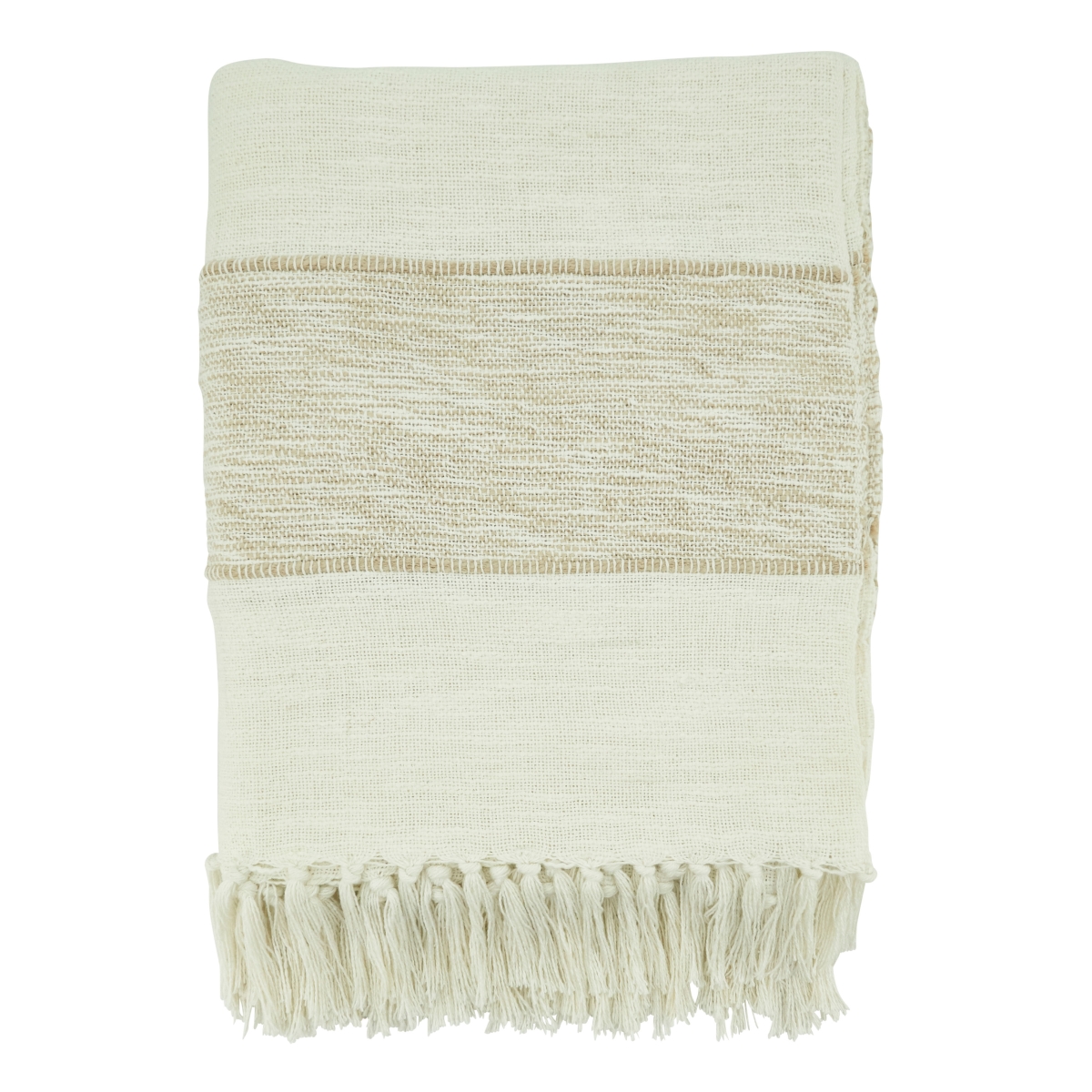 60 x 0.5 x 50 in. Stripe Cotton Throw Blanket, Natural