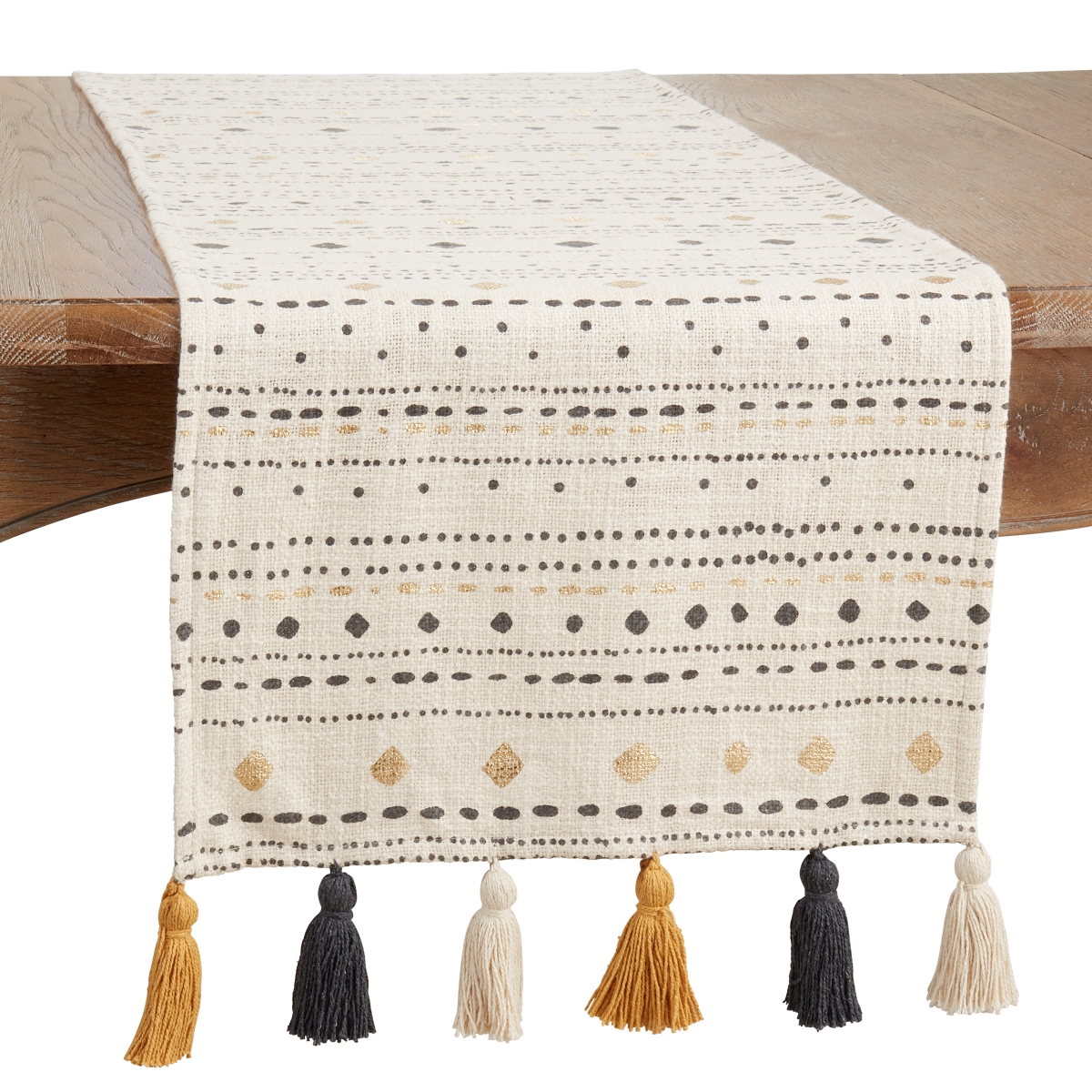 Picture of Saro Lifestyle 5012.M1672B 72 x 0.25 x 16 in. Printed Diamond Dash Table Runner, Multi Color