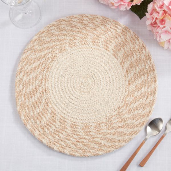 Picture of Saro Lifestyle 1027.N15R 15 in. Round Hand Braided Placemats, Natural - Set of 4