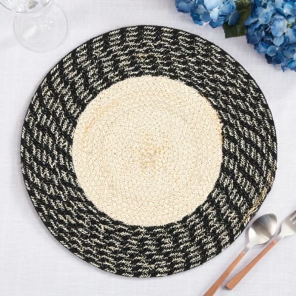 Picture of Saro Lifestyle 1027.BK15R 15 in. Round Hand Braided Placemats, Black - Set of 4