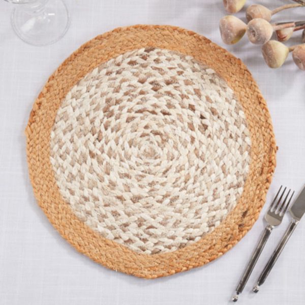 Picture of Saro Lifestyle 5210.N15R 15 in. Round Hand Braided Placemats, Natural - Set of 4