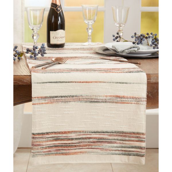Picture of Saro Lifestyle 521.M1672B 16 x 72 in. Stripe Design Table Runner, Multi Color