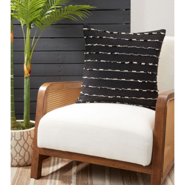 20 x 20 in. Stripe Design Throw Pillow Cover, Black