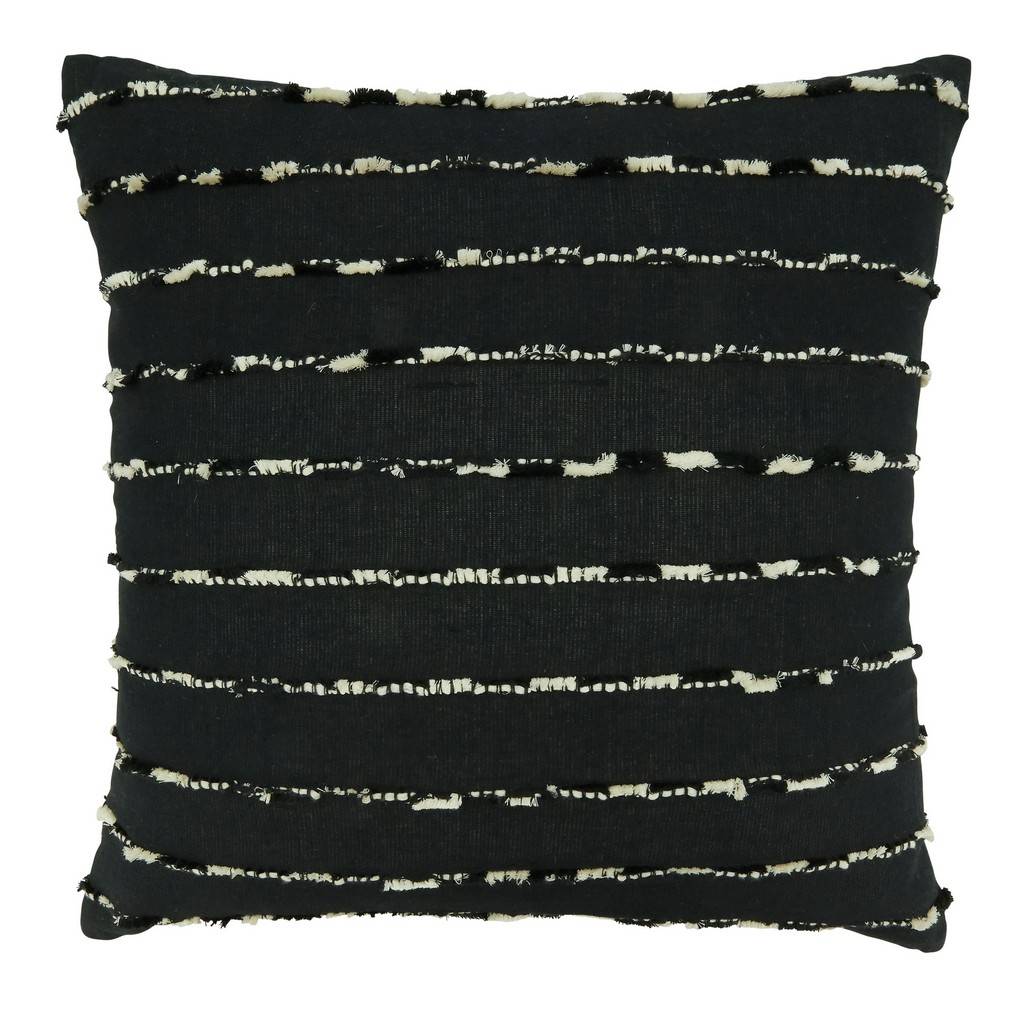 20 x 20 in. Stripe Design Throw Pillow with Down Filling, Black