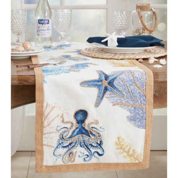 16 x 72 in. Sea Life Table Runner, Natural