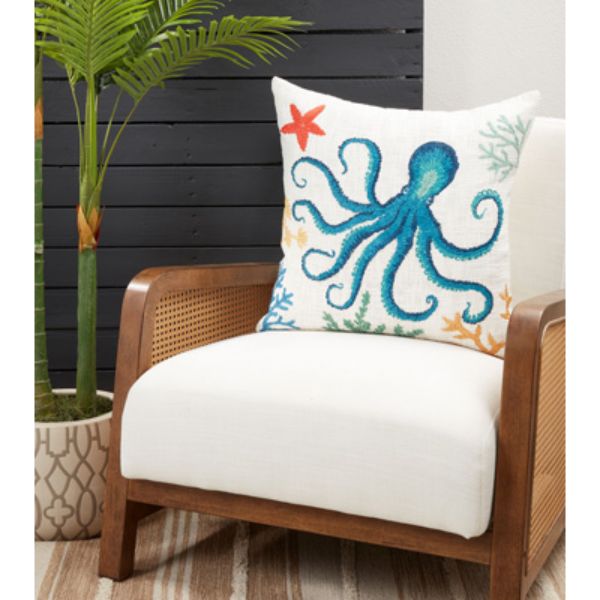 20 in. Octopus Design Pillow Cover, Multi Color